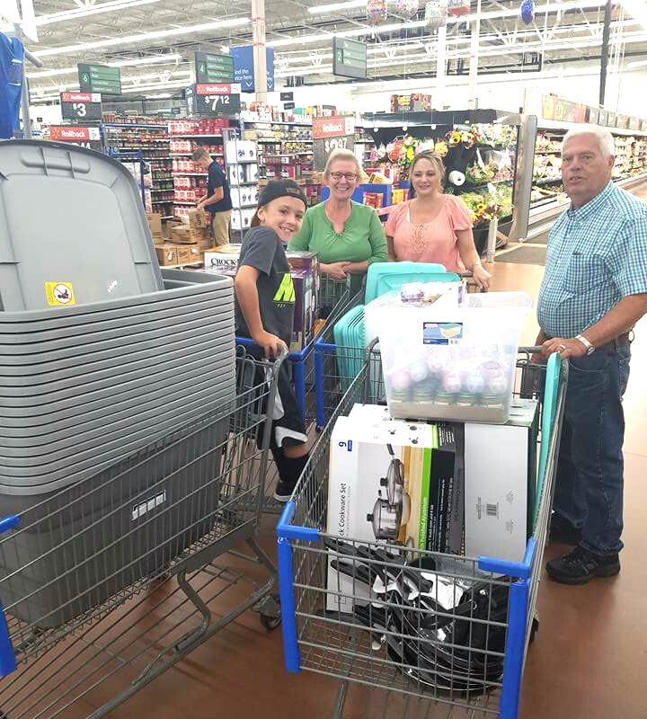 Last minute shopping for supplies to load the truck Last minute shopping for supplies to load the truck