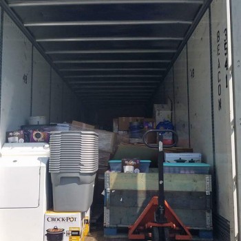 Loading supplies and donations by Trucking Logistics, a Tennessee Based Trucking Company